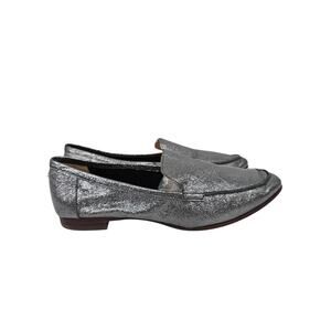 Kate Spade Leather Loafers Flats Silver 6
